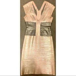 HERVE LEGER Melena foil-print Bandage Dress